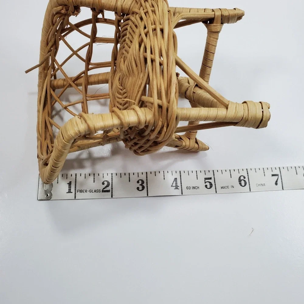 Vintage Doll Furniture Wicker Rattan Patio Set Sofa Chair (FLAW) Table Lot of 3